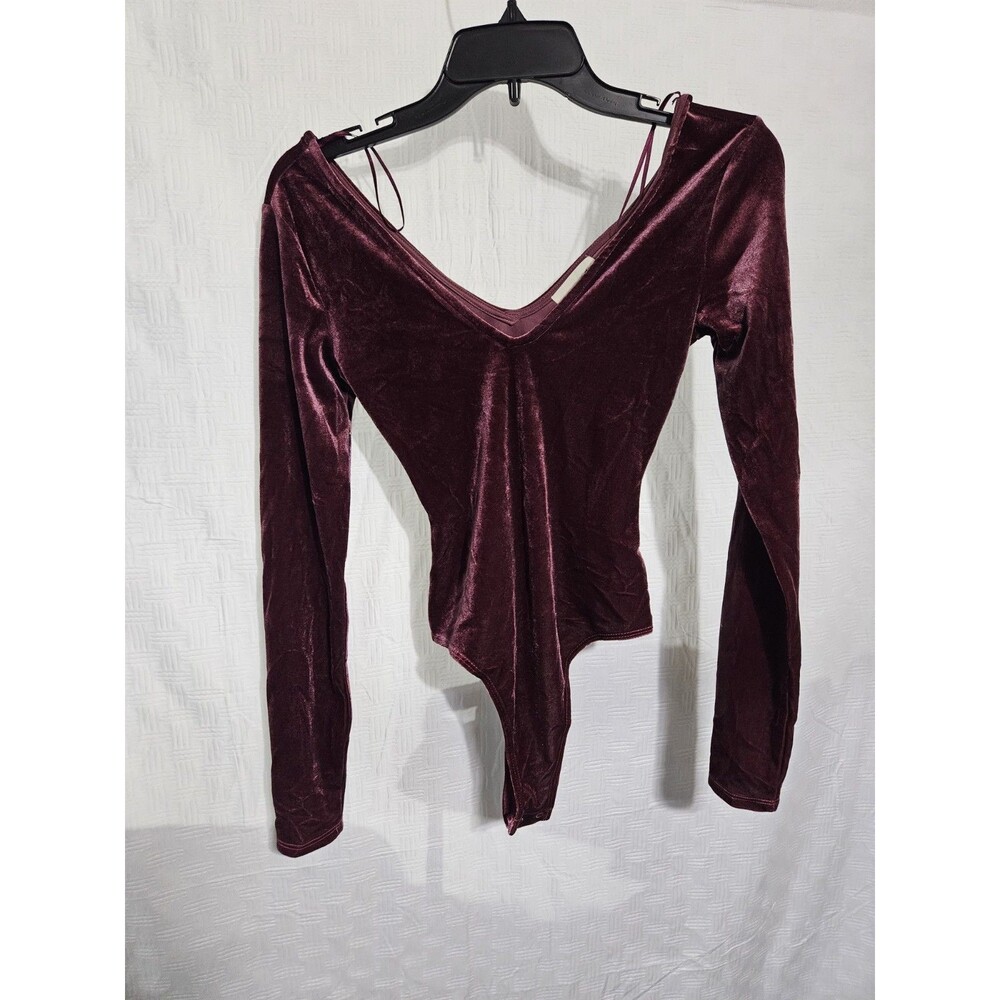 Open Edit Bodysuit Womens XXS Maroon Velvet